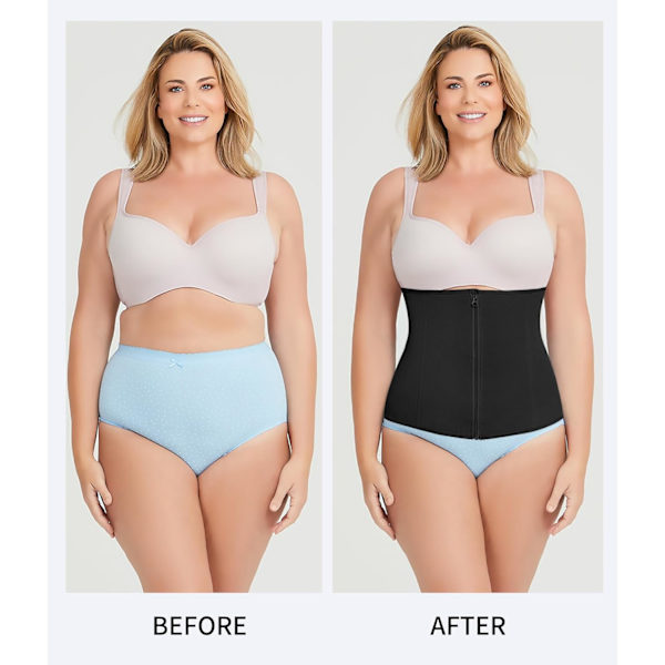 Midjetränare Korsett Dragkedja Mage Kontroll Shapewear Andningsbar Midjet Cincher för Kvinnor Body Shaper Sport Girdle Black M