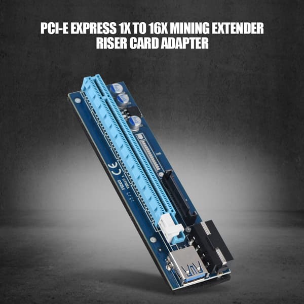 PCI-E Express 1x till 16x 4PIN Mining Extender Riser Card Adapter med USB 3.0-kabel