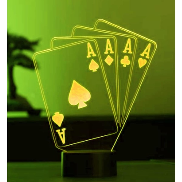 3D Poker Nattlampa Illusion 7 Färgväxlande Touch Switch Bordsskiva Dekorationslampor Akrylplatt ABS-bas USB-kabel Födelsedagspresent Leksaker