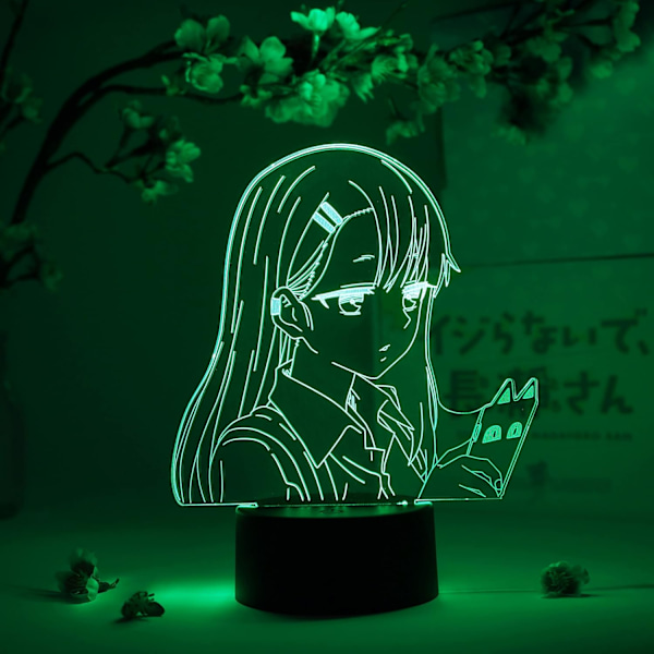 Nagatoro Texting Otaku-lampa – Lek inte med mig, Miss Nagatoro – Anime-lampafigur nattlampa, 16 färger RGB LED – Fjärrkontroll, 3D Anime-rum