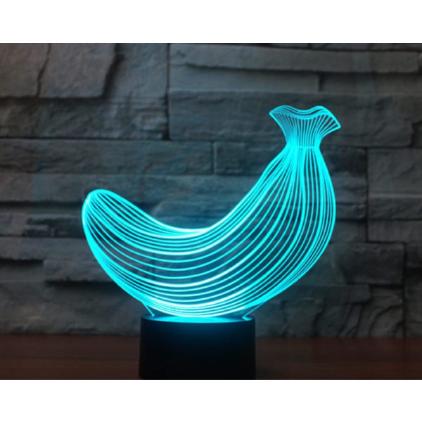 3D Banan Fjernbetjening 16 Farve Natlys Illusion Akryl LED Bord Sengelampe Børneværelse Skrivebords Dekoration Fødselsdagsgaver Legetøj til Børn