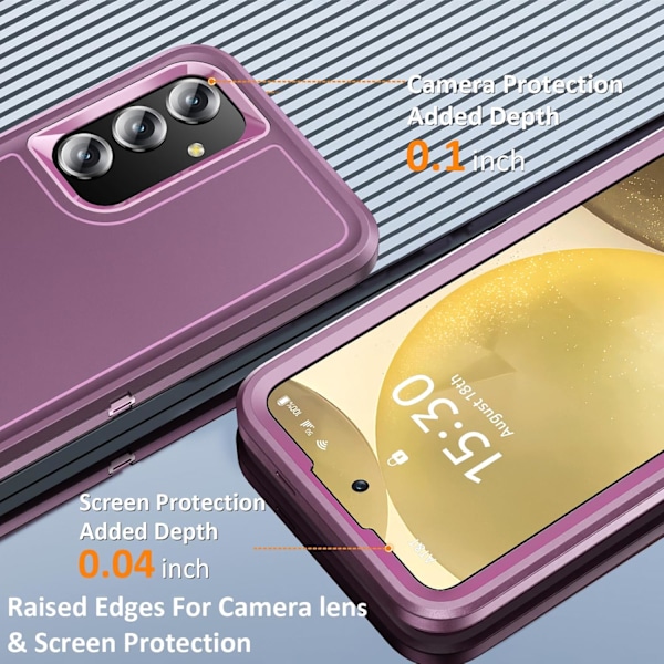 Samsung S24plus -puhelinkotelo sisäänrakennetulla jalustalla, iskunkestävä/pölytiivis/putoamisenkestävä sotilastason suojakuori GaIaxy S24:lle Night Purple/Baby Pink