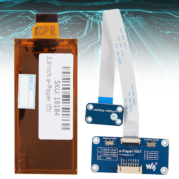 2,9-tums flexibel E Ink-skärm Svartvit Passar för Raspberry Pi 296 x 128 Upplösning