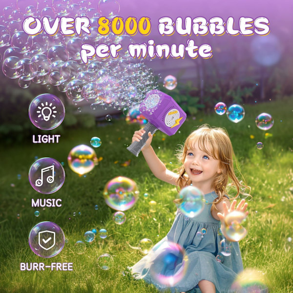 Bubbelmaskin, Påskhammare Bubbelpistol Leksaker för Barn i Åldrarna 3 4 5 6 7 8 År Gammal Bubbelstav Leksak med Ljus & Musik Bubbelblaster