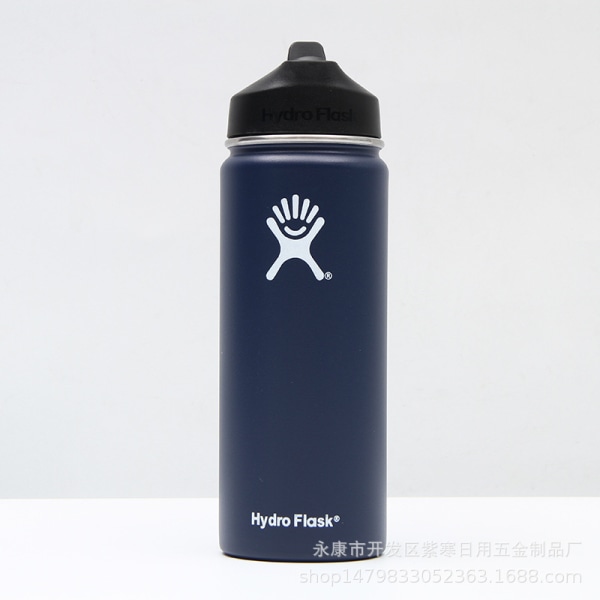 32 oz isoleret vandflaske med sugerør, tud og toplåg med skruer i rustfrit stål，Rustfrit vakuum Bærbar udendørs sportsvandkop (Mørkeblå）