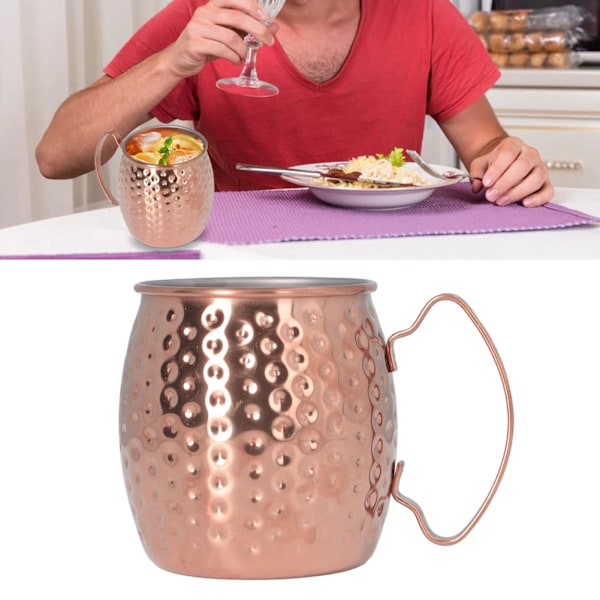 Moskva Mule Mug Utsökt 304 Rostfritt Stål 500ml Stor Kapacitet Cocktail Mugg för Barer Hotell Restauranger Rose Gold