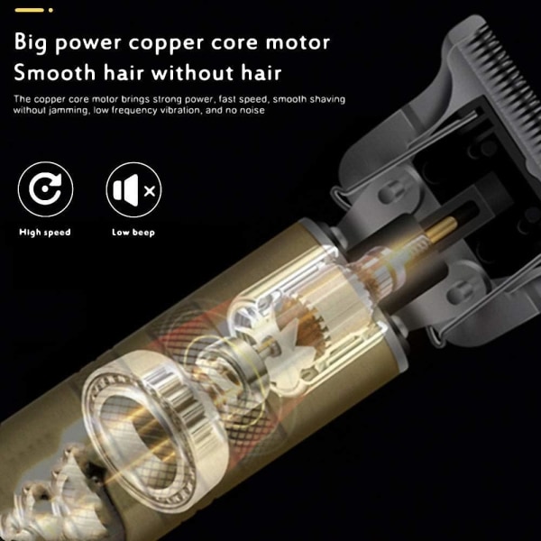 Hårklippere for menn - Profesjonelle hårklippere, 0mm skallede hårklippere T-blad hårklipper for menn Zero Gapped Detail Beard Shaver Barbers Gold dragon