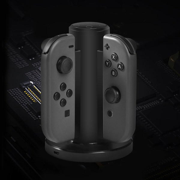 【4 Samtidig Laddning】Switch JoyCon Laddare Laddningsställ Kontroller Laddare Laddningshållare