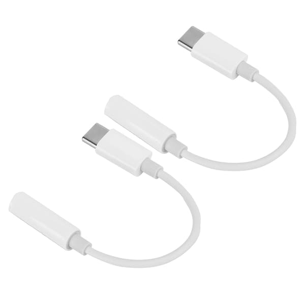 2 stk. USB C til 3,5 mm hovedtelefonstikadapter lydadapterkabel til Pixel/Samsung GalaxyHvid