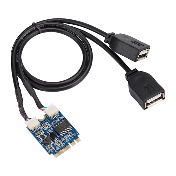 M.2 NGFF - USB -sovitinkortti KEY A E -liitäntään, kaksi USB2.0 -porttia, laajennuskortti, kaapeliadapteri