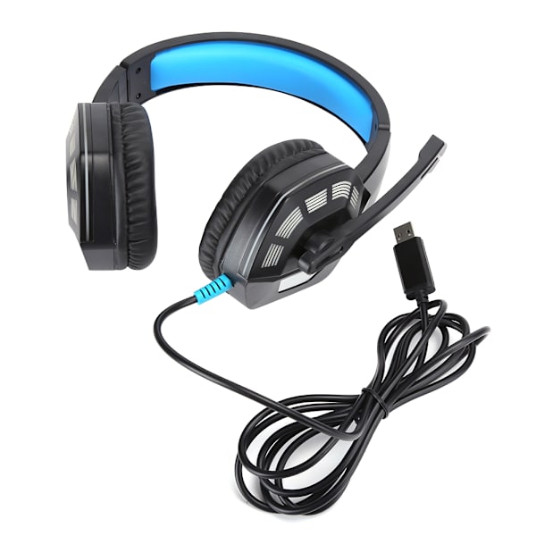 7.1 Surround Sound Gaming Headset med støjreduktion Mikrofon RGB Lys til Xbox One sort blå