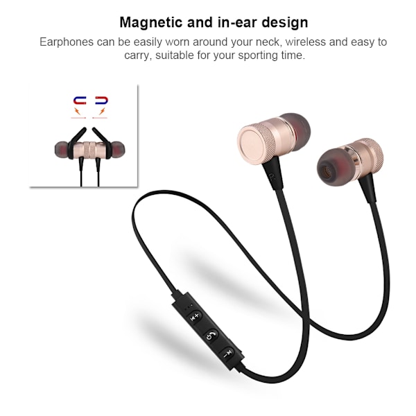 Magnetiske øretelefoner Trådløs Bluetooth 4.1 Sports Headset Stereo Hodetelefoner Gull