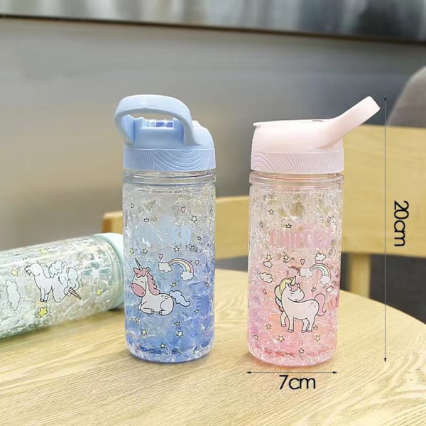 JUSTUP Yksisarvinen Vesi Pullot Tytöille Kuppi Oljella Ja Turvalukko Vaaleanpunainen Ulko- Ja Sisätilojen Vesi Pullo 400ML/13.5oz Koululaisille Tyttö Yksisarvinen Lov