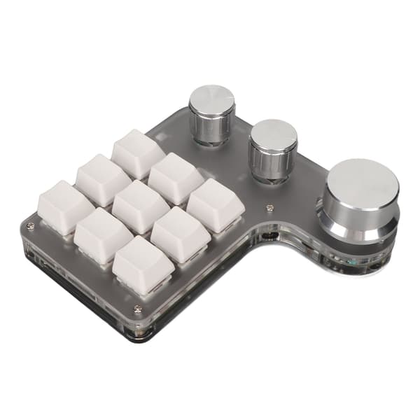 Mini tilpasset tastatur 9 taster 3 knotter programmerbar RGB bakgrunnsbelyst programmering makro tastatur for dataspill programvare hvit
