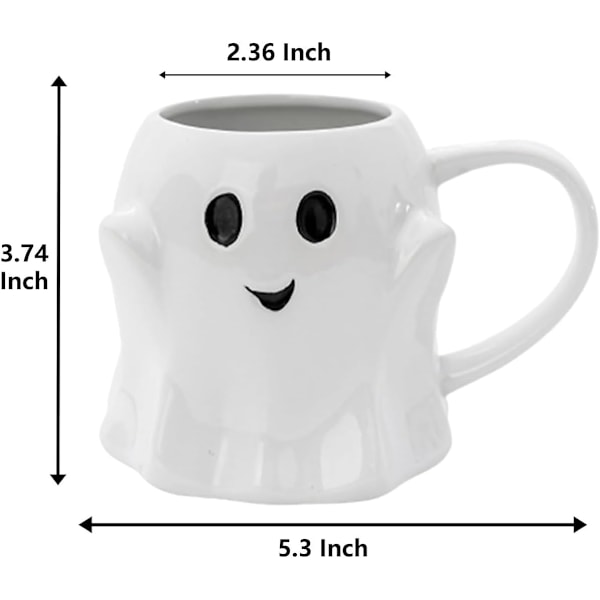 Novelty Spök Mugg 3D Söt Keramik Kaffekopp Perfekt för Födelsedag Vit Elefant Presenter för Kaffe Mjölk Teälskare White