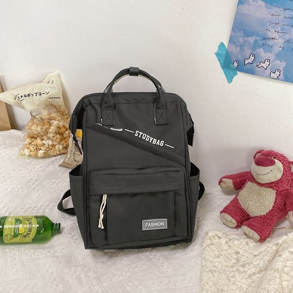 Ryggsekk Ensfarget Ryggsekk Stor Kapasitet Bag College Student High School Student Skoleveske Reiseveske Black