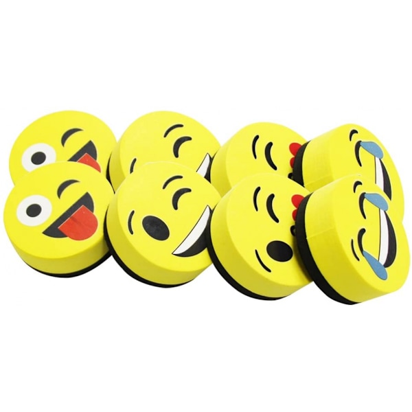 Magnetisk Smiley Face Rund Tavleviskelæder / 8 Pakke med 2\" Tør Slet Viskelædere