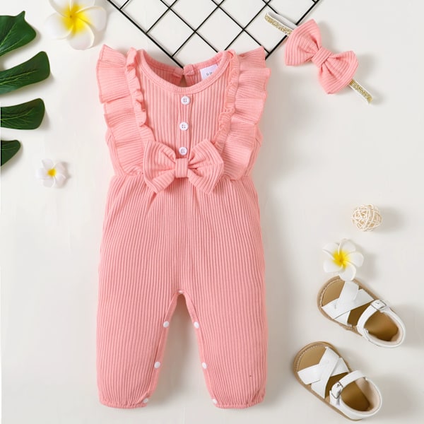 Nyfødt Baby Jenteklær Ett Stykke Jumpsuiter Klær Kortermet Rompere Sommerklær for Baby red 0-3M