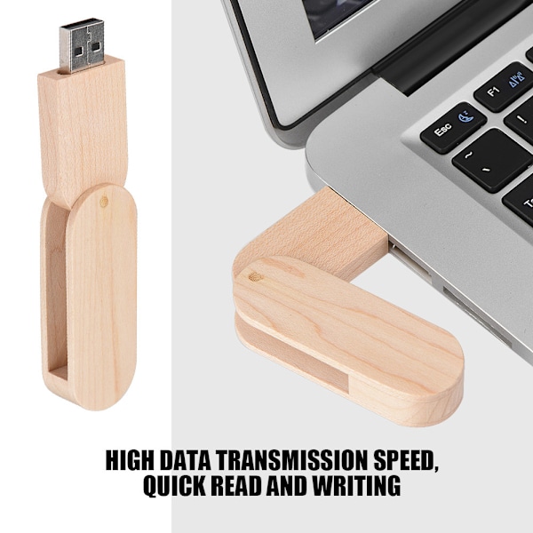 Roterende Woody USB 2.0 Hukommelseslagerenhed Thumb Flash Drive U Disk (Ahorn, 16GB)