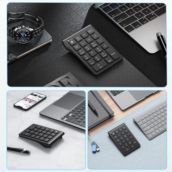Bluetooth-nummertastatur, trådløst numerisk tastatur med oppladbart batteri, 22 taster, bærbar, slank numerisk tastatur, finansiell regnskap Bluetooth 10-tasters