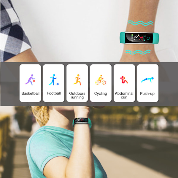 C20 Vedenkestävä Älykäs Ranneke Sykemittaus Verenpaineen Seuranta USB-lataus Värillinen Näyttö Urheiluranneke Vihreä
