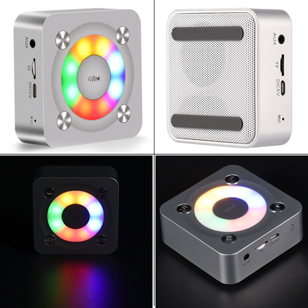 Mini bärbar HIFI Bluetooth Stereo Bass Music Speaker Player Färgglad LED Blinkande Ljus