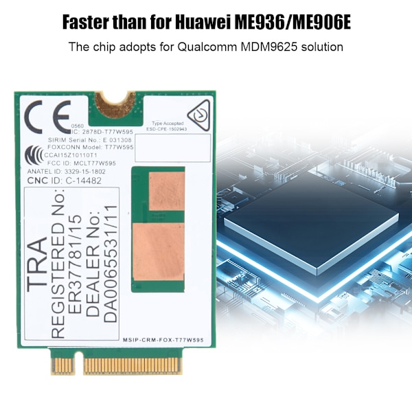 T77W595 4G-modul nätverkskort FDD LTE 150M NGFF-gränssnitt för HP EliteBook 840 G3 Notebook PC