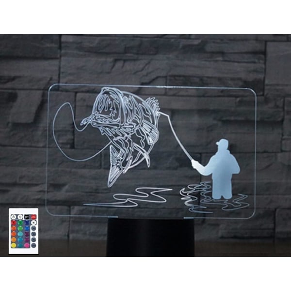 3D Go Fishing Fjärrkontroll 16 Färger Nattlampor Illusion Akryl LED Bord Sänglampa Barn Sovrum Skrivbordsdekoration Födelsedagspresenter Leksak för Barn