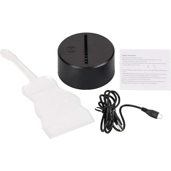 3D Illusionslampe, LED nattlys Gitarform Lampe Fargeskiftende Dekorativ Smart Berøringsbordlampe for soveromsdekorasjon Bursdagsgaver