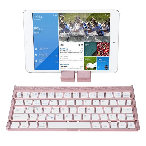 Universell sammenleggbart trådløst Bluetooth-tastatur for Windows/Android/IOS-nettbrett, roségull