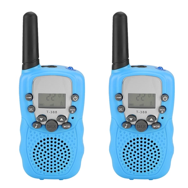 2Pcs T-388 Mini Children Walkie Talkie UHF462-467MHz LCD Display Two Way Radio (Blue)