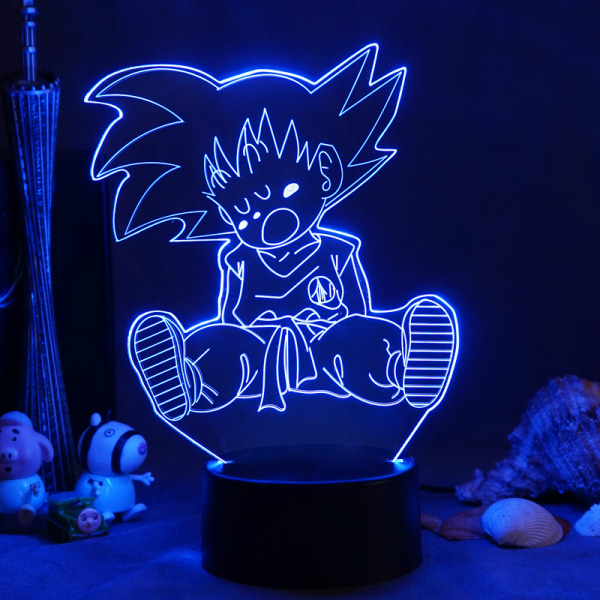 3D nattlampor, 3D optisk illusion LED-lampor med fjärrkontroll och RGB-färger (DRAGON BALL)