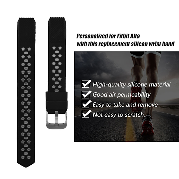 Silikone håndledsrem Smart armbånd udskiftningsrem til Fitbit Alta HR/Fitbit sort og hvid