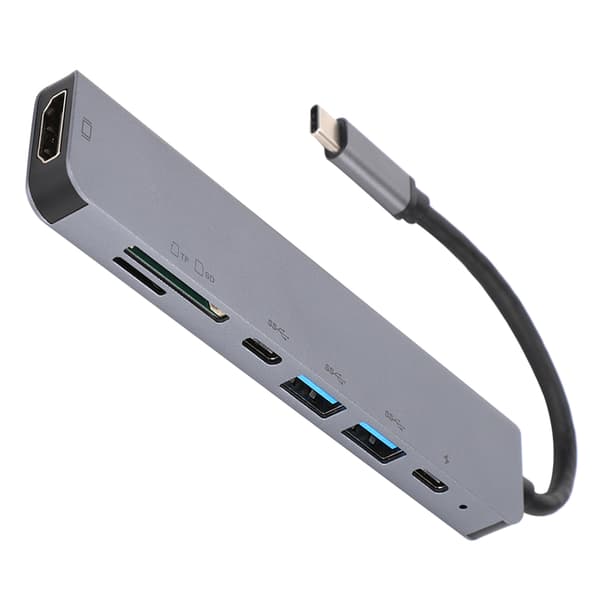 7In1 Hub TypeC til HDMI +PD Multifunksjonsadapter Hurtiglading Konverter
