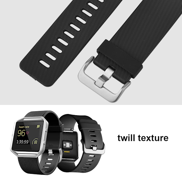 TPU Twill -rannekke Fitbit Blaze -älykelloon (musta, S)