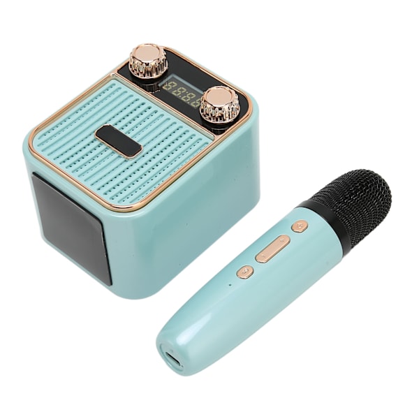 Mini Bluetooth Karaoke Maskin HiFi Stereo Ljud Bärbar Bluetooth Högtalare med Mikrofon för Barn Gåvor Blå