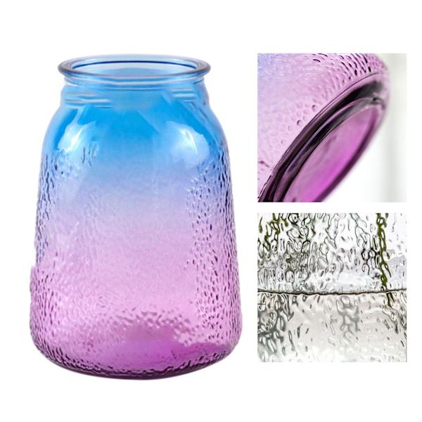 Vase Attraktiv Dekorativ Glas Material Stabil Base 9.5x9x18cm Minimalistisk Stil Vase Ornament til Hjem Blå Lilla