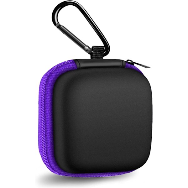 Neliönmuotoinen nappikuulokekotelo Kannettava EVA-kantolaukku Säilytyslaukku Matkapuhelintarvikkeiden järjestäjä karabiinilla kuulokkeille, nappikuulokkeille, Earp square purple