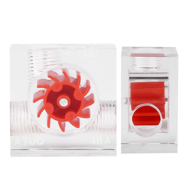 12 Impellers Flow Meter Indikator til PC Vandkølingssystem G1/4\" Tråd Kvadrat (Rød)