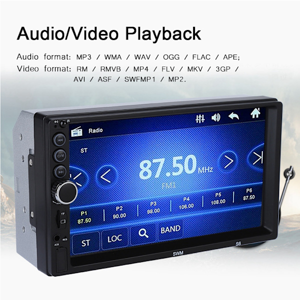 7-tuumainen HD-auton Bluetooth-stereovastaanotin MP5 MP3-soitin kosketusnäytöllä Auton multimediavastaanotin MP5-S6