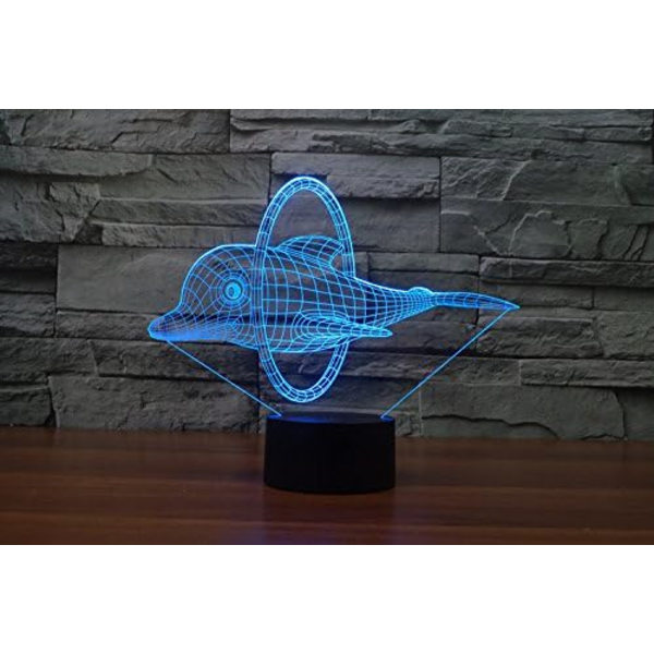 3D Delfin Fjernbetjening 16 Farve Natlys Illusion Akryl LED Bord Sengelampe Børneværelse Skrivebords Dekoration Fødselsdagsgaver Legetøj til Børn