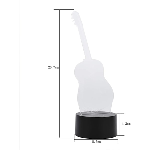 3D Illusionslampa, LED Nattlampa Gitarrformad Lampa Färgväxlande Dekorativ Smart Touch Skrivbordslampa för Sovrumsdekoration Födelsedagspresenter