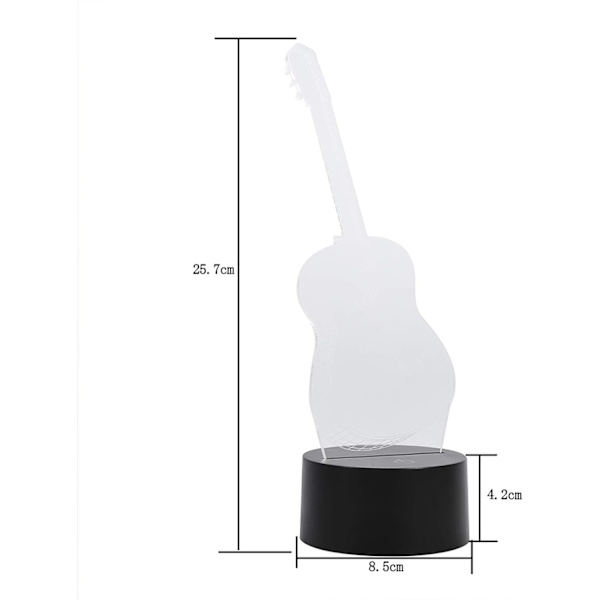 3D Illusionslampe, LED nattlys Gitarform Lampe Fargeskiftende Dekorativ Smart Berøringsbordlampe for soveromsdekorasjon Bursdagsgaver