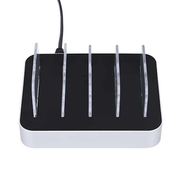 Universell 34W 6.8A 4-portars USB-laddningsdockningsstation Stativ Smart Snabbladdare Silver
