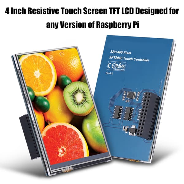 4 tommer resistiv touchskærm TFT LCD-skærmmodul til Raspberry Pi 3B/B+/2B
