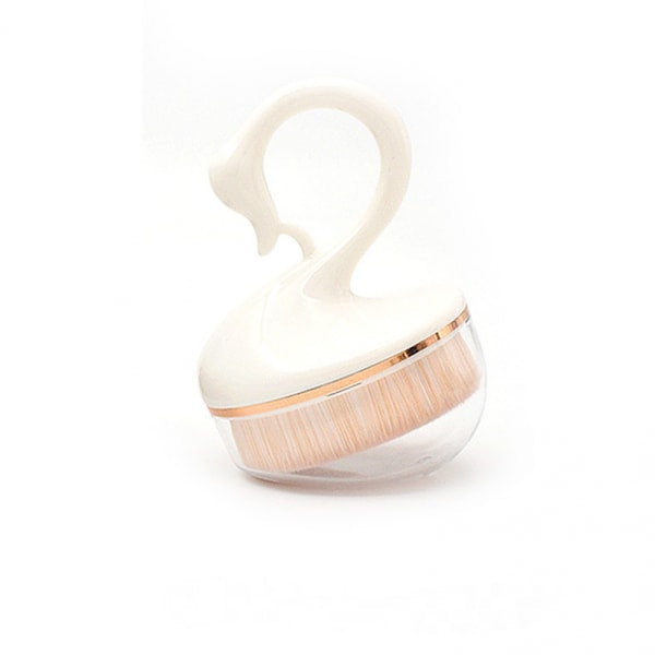 Little Swan Foundation Brush, Bärbar Sminkborste Utan Spår Med PVC-Fodral (Vit)