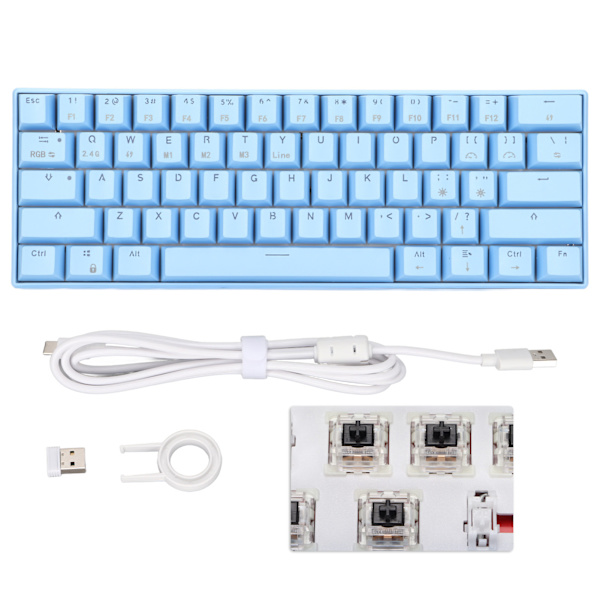 READSON Mekanisk tangentbord 61 tangenter RGB 3 lägen Stöd trådlöst kompakt ergonomiskt brett kompatibilitet Spel tangentbord Svart axelkropp