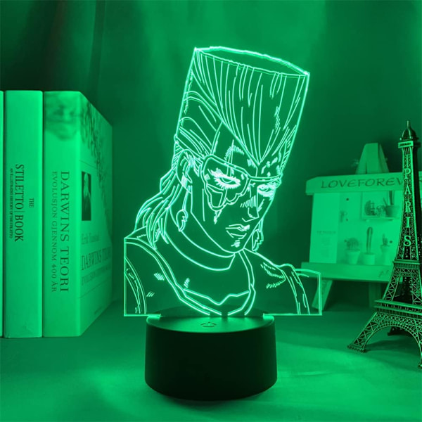 Akryl Jean Pierre Polnareff 3D-lampa Anime Illusion LED Nattlampa Pojke Flickor Födelsedagspresent 7/16 Färger Touch Fjärrkontroll Switch