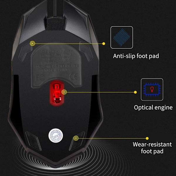 RGB Gaming Mus, 1600 DPI Computer Trådløs Mus, Ergonomisk Gaming Mus, Farverige Lys, 3D Rullehjul, til Win10 8 7 til Win til Win XP