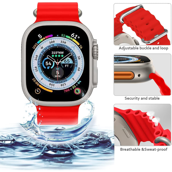 4 stk Apple Ocean Watch Band for applewatch8/7/se/ultra sports tofarget silikon iwatch-rem (42/44/45/49 mm)